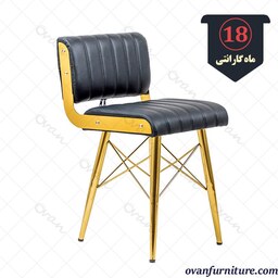 صندلی چهارپایه فلزی کوپر طلائی  - مناسب میز  های ناهارخوری و تحریر - 18 رنگ چرم