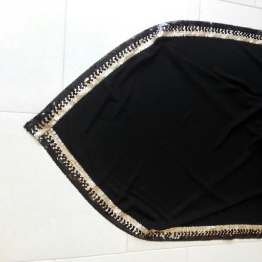 روسری پولک دوزی مشکی جنس کرپ  سایز 110 گالری حجاب رئوف