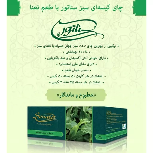 چای کیسه ای سبز نعنا - 25 عدد