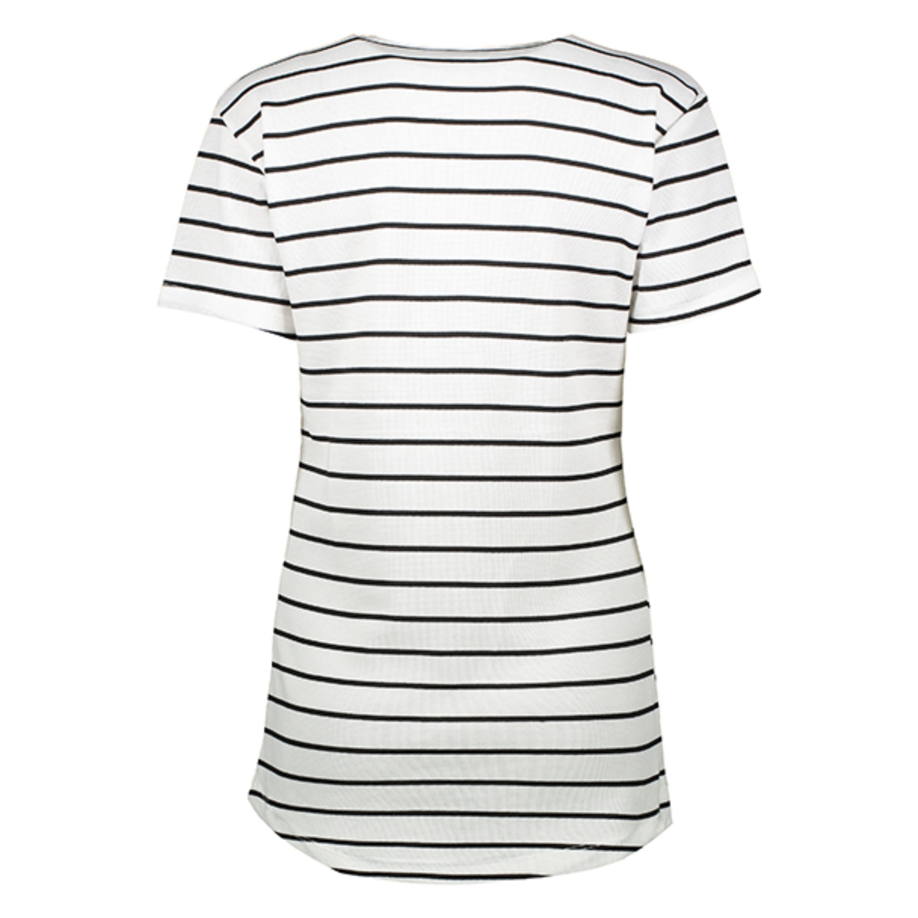 تیشرت زنانه پشت بلند یقه گرد با طرح نوشته