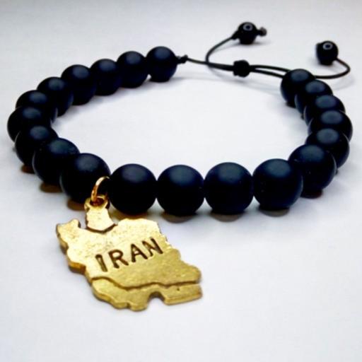دستبند ایران طلایی از جنس سنگ اونیکس مشکی