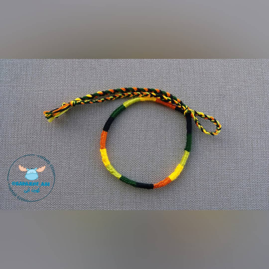 پابند سرخپوستی سبز و زرد و نارنجی دستسازِ گوزن آبی