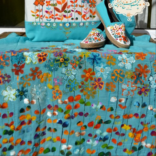 ست شال کیف و کفش گل بهاری نیک طبع دیزاین سفارشی دستساز 