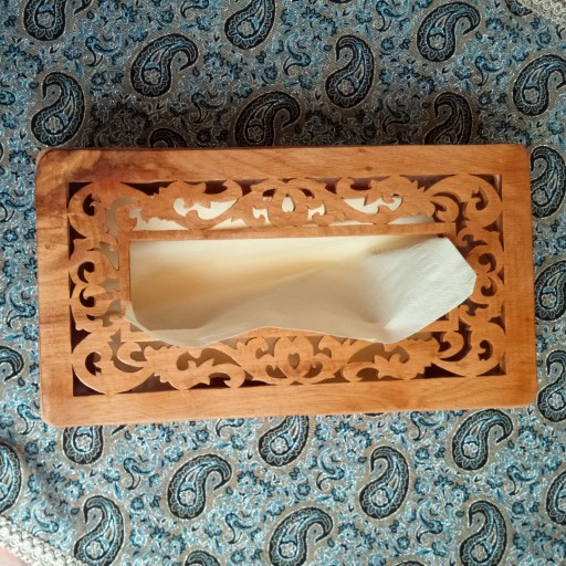 جعبه چوبی دستمالی کاغذی مشبک