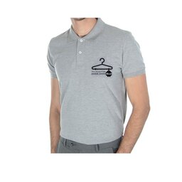 تی شرت جودون یقه دکمه دار آستین کوتاه طوسی روشن ،سایزبندی،به همراه چاپ اختصاصی (20عدد)