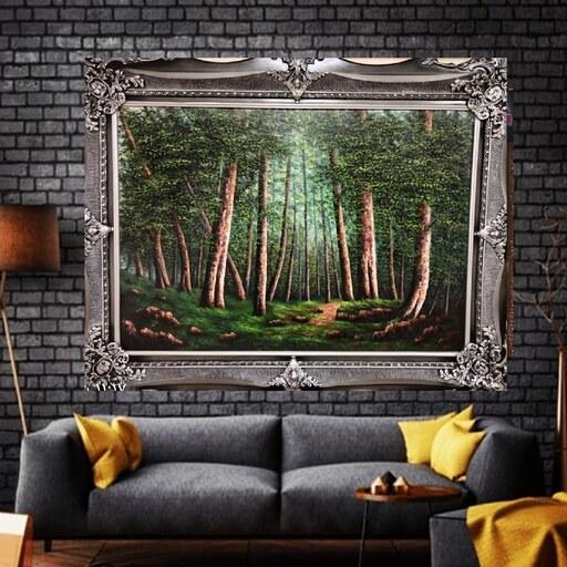 نقاشی جنگل زیبا رنگ روغن با قاب چوبی اندازه 100در 70 