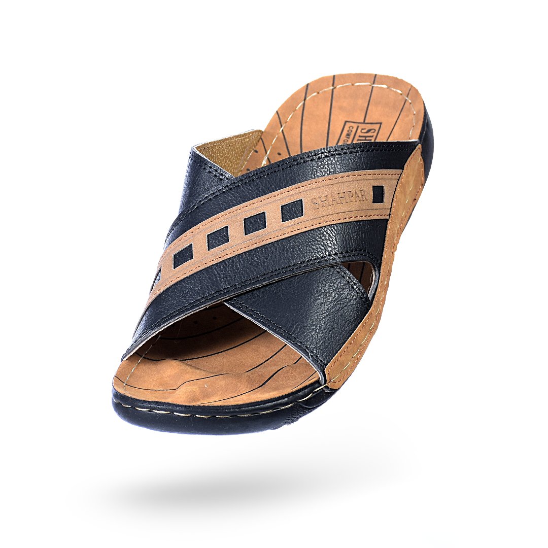  صندل مردانه اداری مدل ماهان 119 مشکی شهپر بی واسطه 