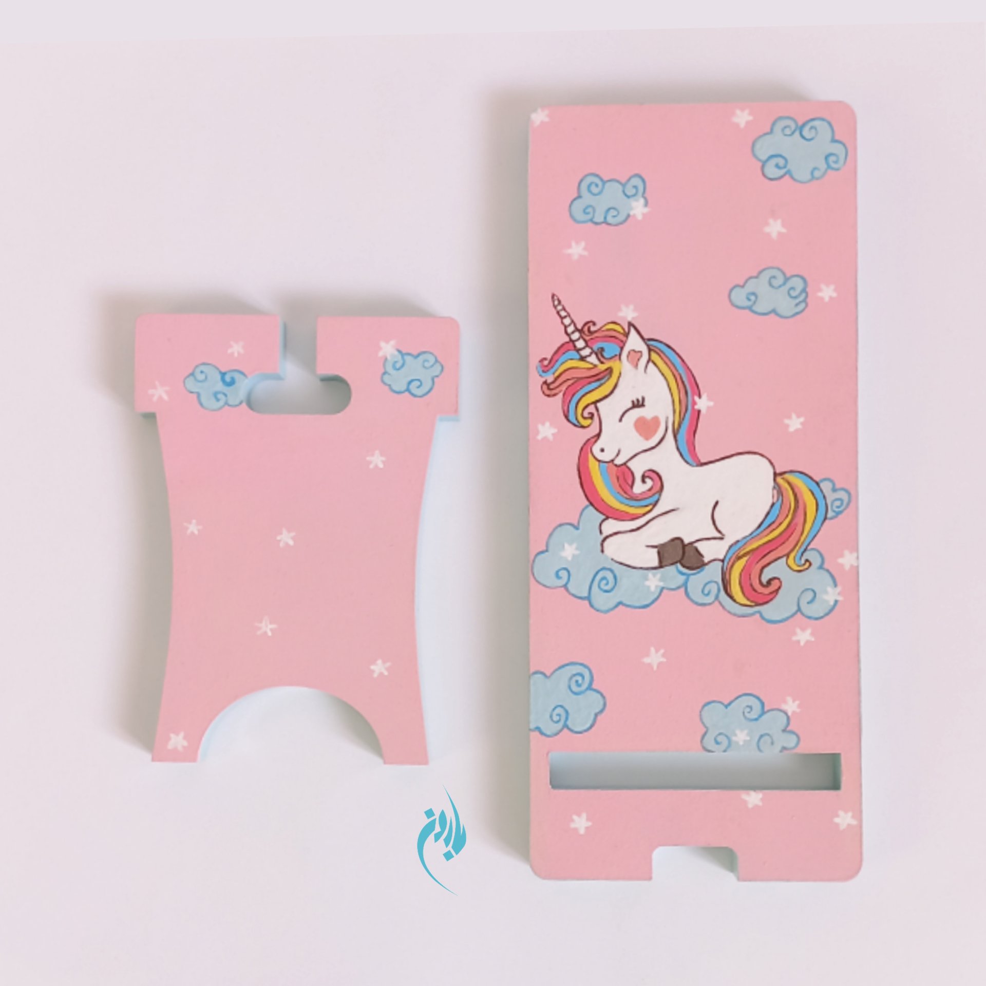 استند رومیزی گوشی موبایل مدل تک شاخ . یونی کورن .تمام نقاشی .. ماندگار و ضدآب و ضدخش