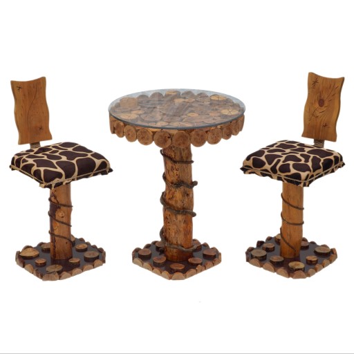 میز و صندلی غذاخوری 2 نفره چوبی چوبستان طرح جنگلی