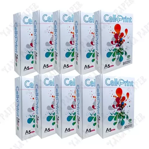 کاغذ A5 سل پرینت Cell Print - یک کارتن 10 بسته ای 500 برگی 80 گرمی