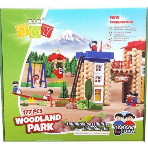بازی فکری ساختنی تک توی مدل پازل پارک جنگلی خانه سازی 177 قطعه به همراه 4 عدد لگو شخصیت تارا و توکا