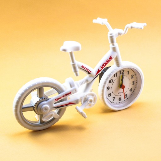 ساعت رومیزی طرح دوچرخه سفید