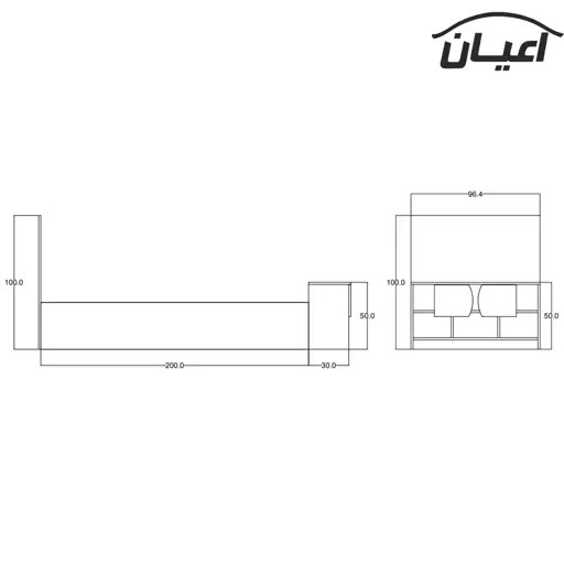 تخت خواب یکنفره اعیان مدل FH418 سایز 90x200 سانتی متر(ارسال با باربری.هزینه ارسال پس کرایه)