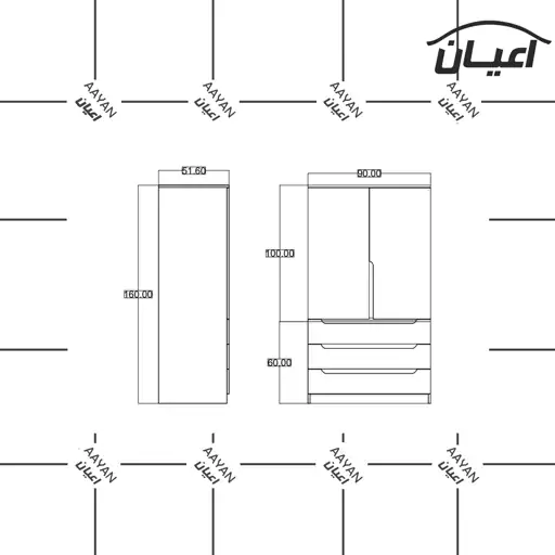 کمد لباس اعیان مدل FH437 (ارسال با باربری.هزینه ارسال پس کرایه)