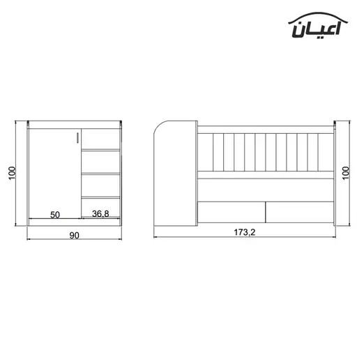 تخت خواب کودک اعیان مدل FH407(ارسال با باربری.هزینه ارسال پس کرایه)