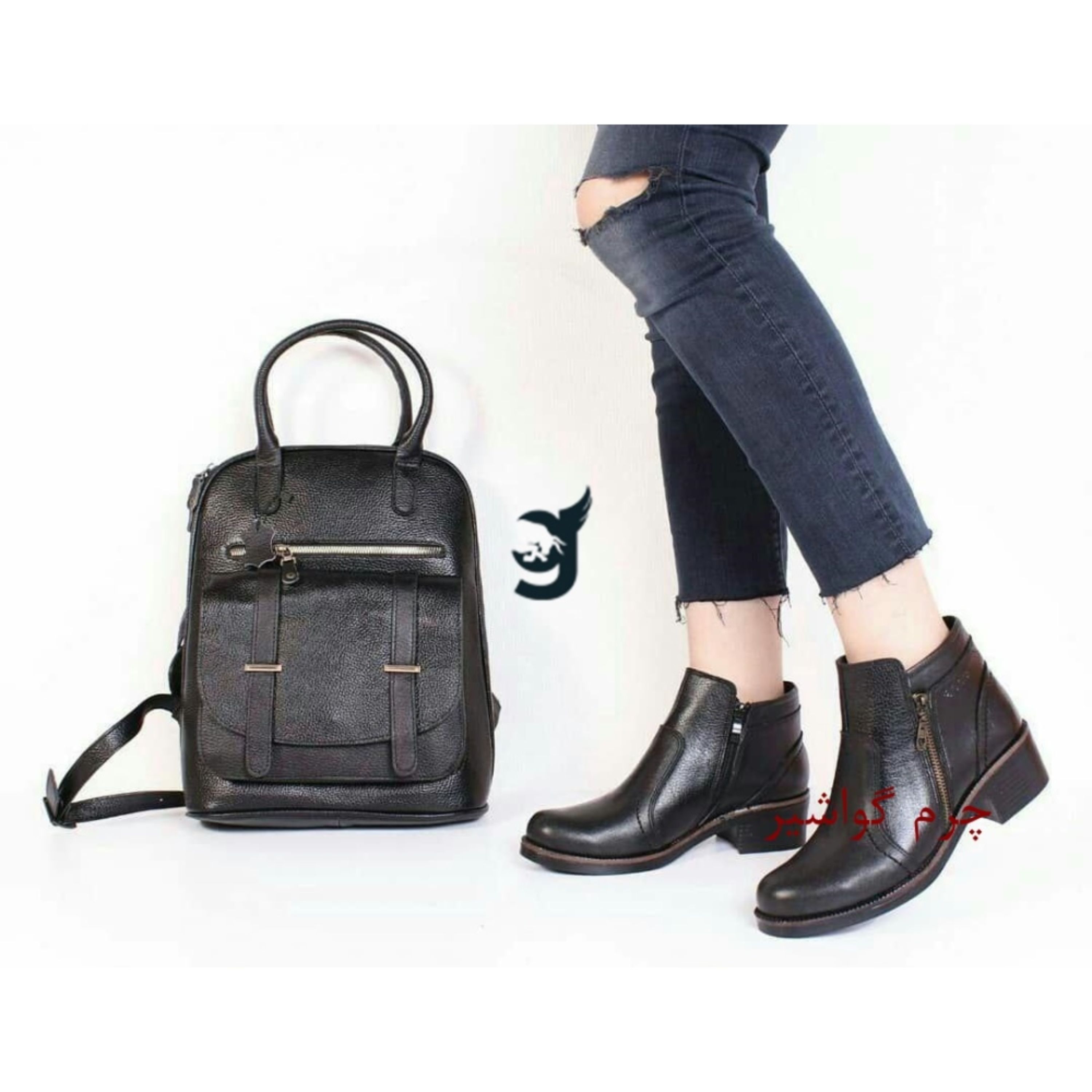 بوت زنانه چرم طبیعی طرح اکو چرم گواشیر