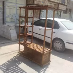 رگال لباس چوبی مدل مستطیلی طبقه دار چهار کشو