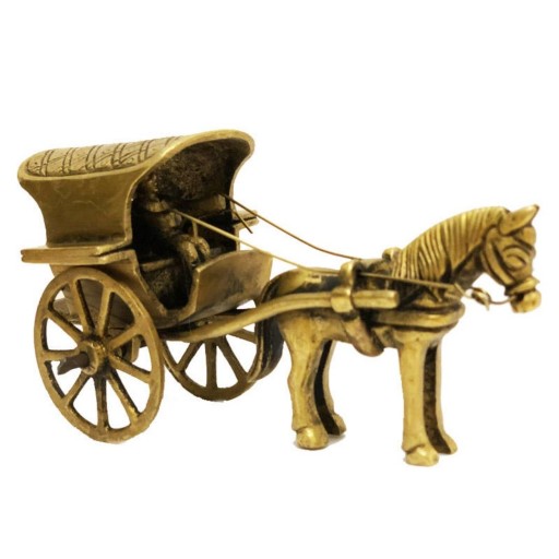 مجسمه برنزی مدل کالسکه و اسب کوچک وارداتی کالسکه برنزی 