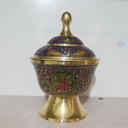 قندان برنجی قلم میناکاری کد 02 