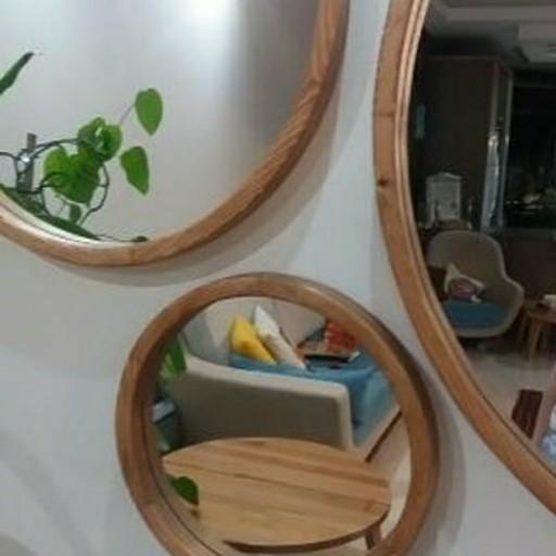 قاب آینه چوبی گرد
