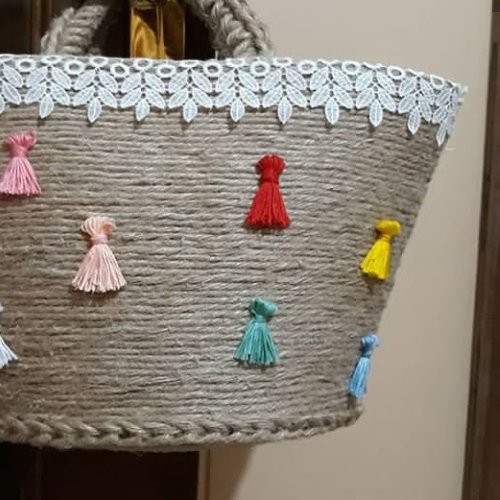 زنبیل یا سبد خرید کنفی دستساز