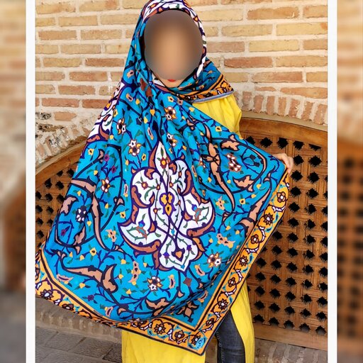 روسری زیبا با طرح اسلیمی،  یه کار زیبا و جذاب با الهام از کاشیکاری اسلیمی ایران، 