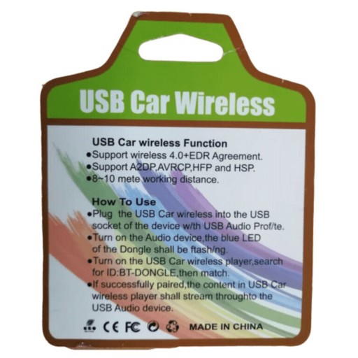 گیرنده (دانگل) بلوتوث پخش صدا برای ضبط خودرو USB Car Wireless