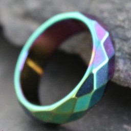 حلقه حدید سنگ هفت رنگ چندضلعی