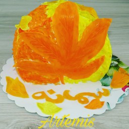 کیک خامه ای تاپفوروارد با فیلینگ موز و گردو ( تم پاییزی)