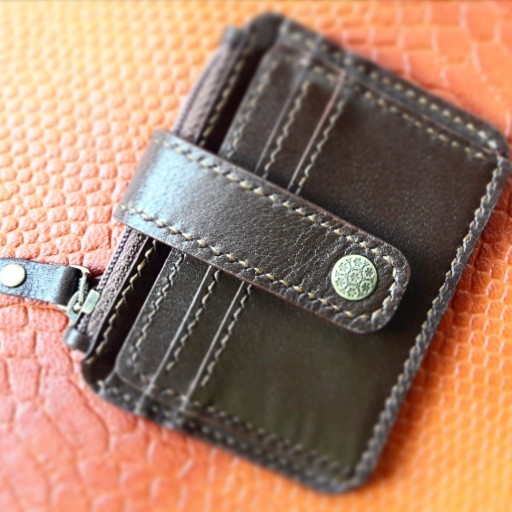 کیف پول و کارت دست دوز چرم طبیعی (چرم لونا)