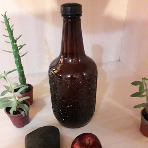 بطری شیشه ای قهوه ای طرح دار  (2 لیتری)