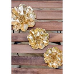 گل زنبق دیوار کوب مجموعه سه عددی ورق طلا پتینه