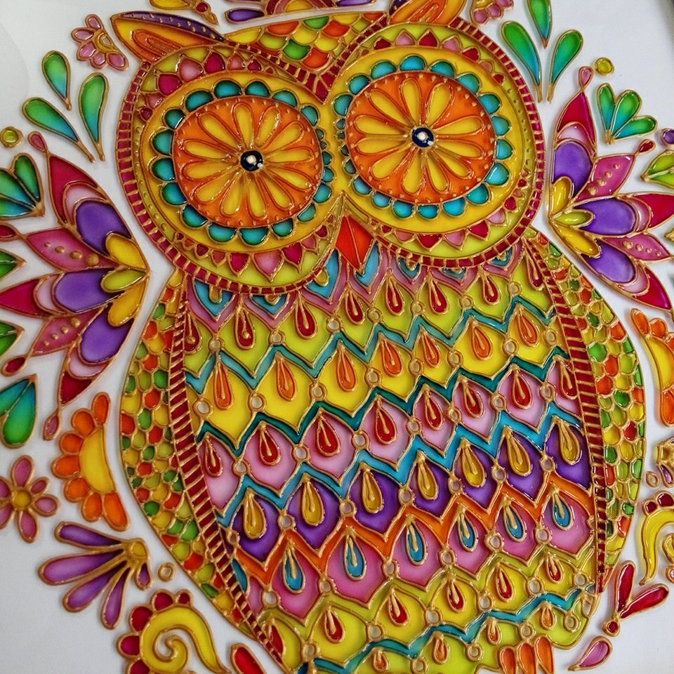 تابلو ویترای طرح جغد