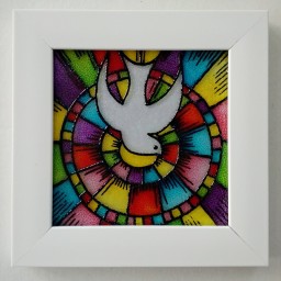 تابلو ویترای طرح پرنده صلح