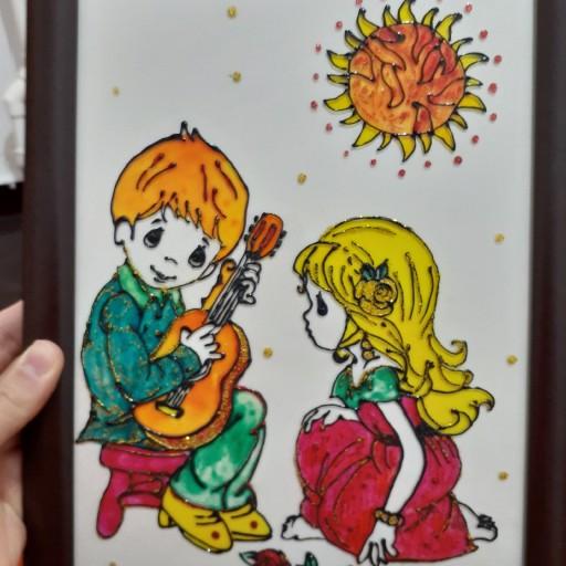 تابلوی نقاشی ویترای طرح گیتار عاشقانه