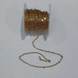 زنجیر استیل طلایی طرح ساده (سایز 06- بصورت متری)