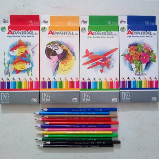 مداد رنگی 12 رنگ ادمیرال در بسته بندی مناسب
