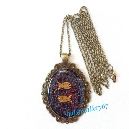 گردنبند دو ماهی بیضی