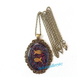 گردنبند دو ماهی بیضی