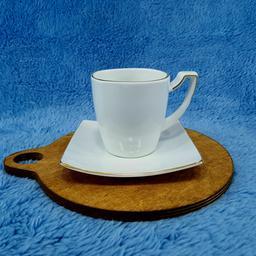 فنجان نعلبکی قهوه خوری چینی لورین مدل سناتور لب طلا بسته 12 عددی