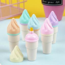 مینی هایلایتر طرح بستنی قیفی 6 رنگ مینی هایلایتر بیته ای طرح بستنی قیفی