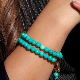 دستبند دوردیفه سنگ فیروزه مصری - دستبند برای خانم ها