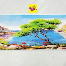    تابلو فرش طرح تک درخت کنار دریاچه  چهل در شصت 1000 شانه نفیس