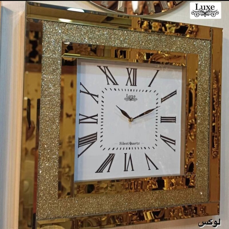 ساعت دیواری لوکس خاص سه رنگ طلایی نقره ای برنزی آینه ای