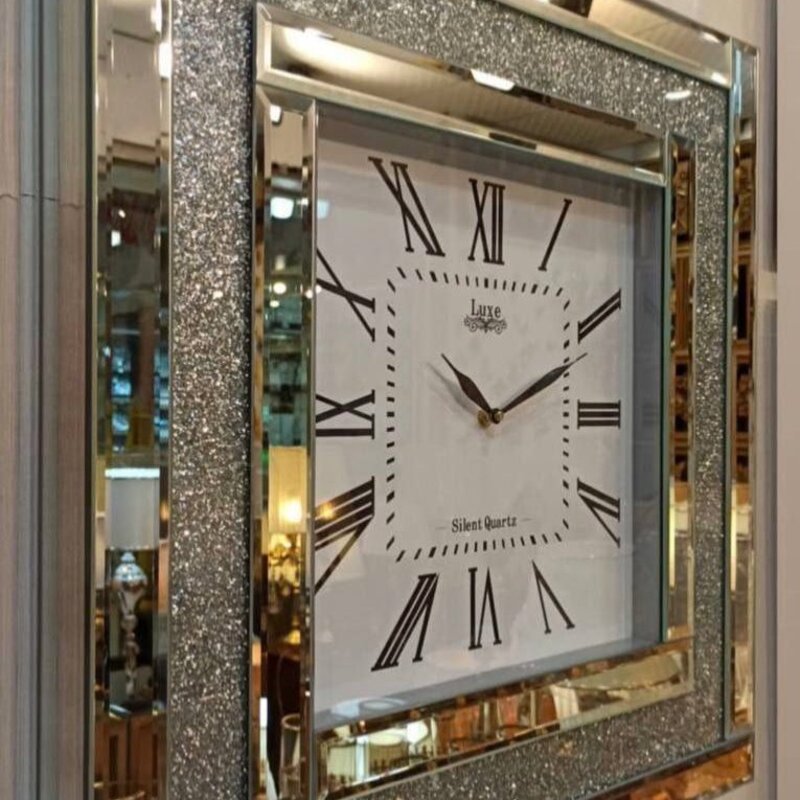 ساعت دیواری لوکس خاص سه رنگ طلایی نقره ای برنزی آینه ای