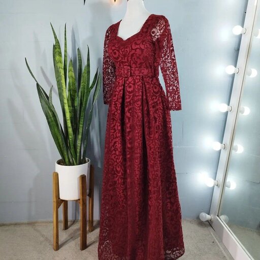 لباس مجلسی بلند مدل یلدا تور و گیپور رنگ بندی متنوع تا سایز 44