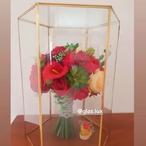 به صورت سفارشی باکس نگهداری گل رنگ طلایی و برنجی پیج glas.lux