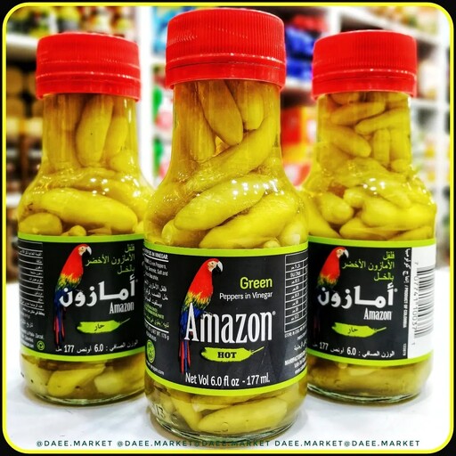 فلفل سبز کلمبیایی آمازون خیلی تند 177میل Amazon green peppers in vinger