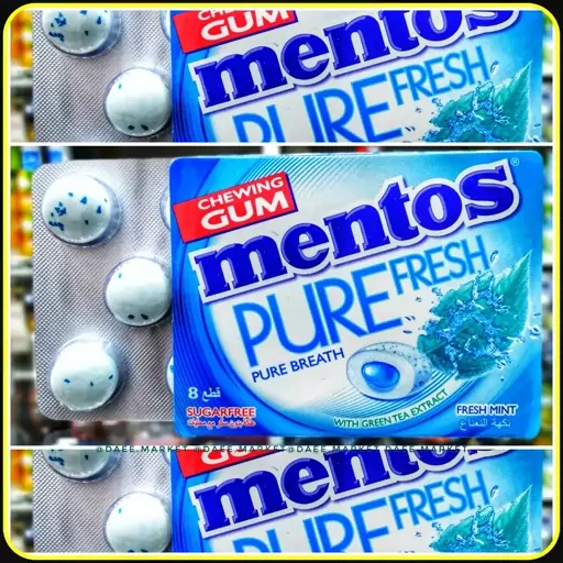 آدامس نعناعی و توت فرنگی منتوس ورقه ای mentos gum 