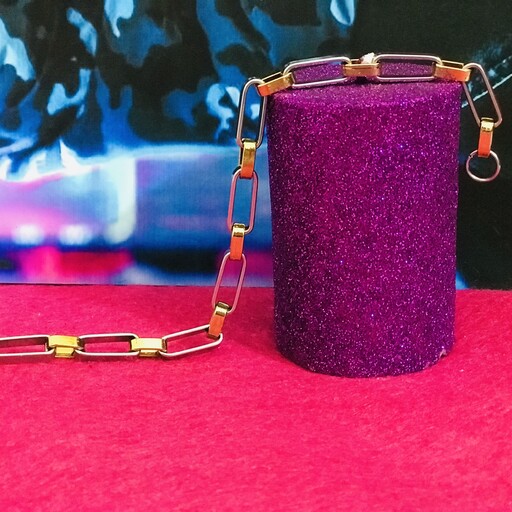 دستبند مجلسی نقره ای طلایی زنانه تمام استیل رنگ ثابت 